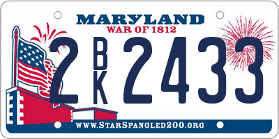 MD license plate 2BK2433