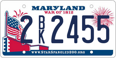 MD license plate 2BK2455