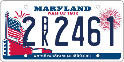MD license plate 2BK2461