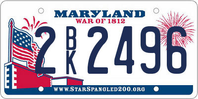 MD license plate 2BK2496