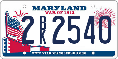 MD license plate 2BK2540
