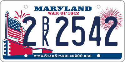 MD license plate 2BK2542
