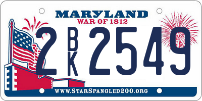 MD license plate 2BK2549