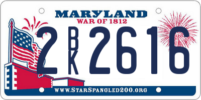 MD license plate 2BK2616