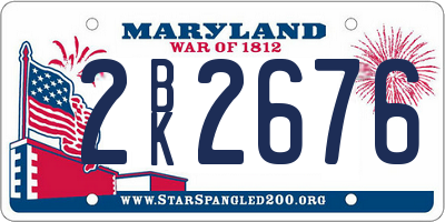 MD license plate 2BK2676