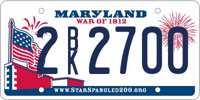 MD license plate 2BK2700