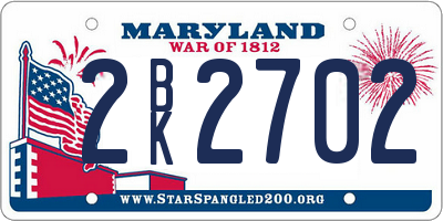 MD license plate 2BK2702