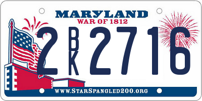 MD license plate 2BK2716