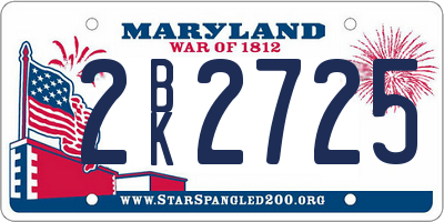 MD license plate 2BK2725