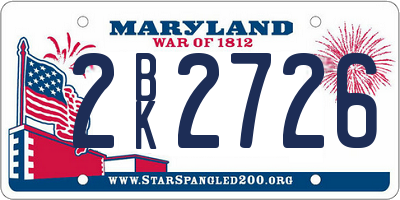 MD license plate 2BK2726