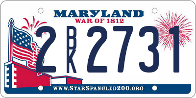 MD license plate 2BK2731