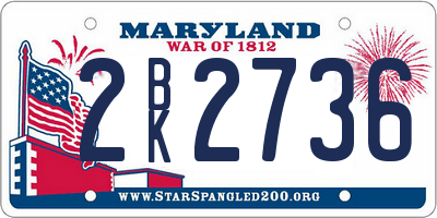 MD license plate 2BK2736
