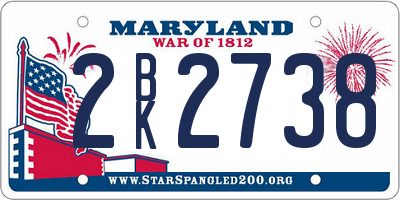 MD license plate 2BK2738