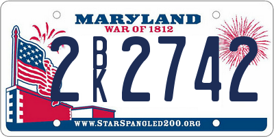 MD license plate 2BK2742
