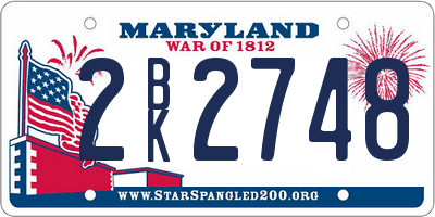 MD license plate 2BK2748