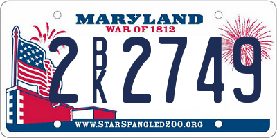 MD license plate 2BK2749