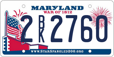 MD license plate 2BK2760
