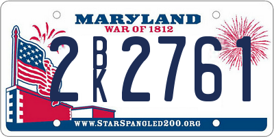 MD license plate 2BK2761