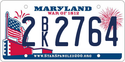 MD license plate 2BK2764