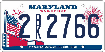 MD license plate 2BK2766