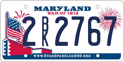 MD license plate 2BK2767