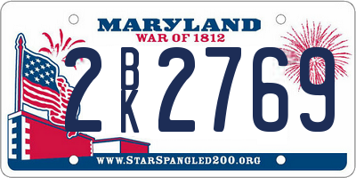 MD license plate 2BK2769