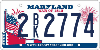 MD license plate 2BK2774