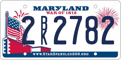 MD license plate 2BK2782
