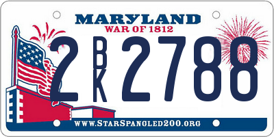 MD license plate 2BK2788