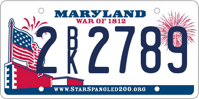 MD license plate 2BK2789