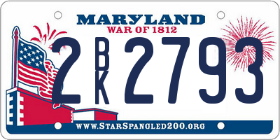 MD license plate 2BK2793