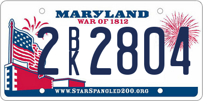 MD license plate 2BK2804