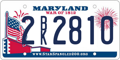 MD license plate 2BK2810
