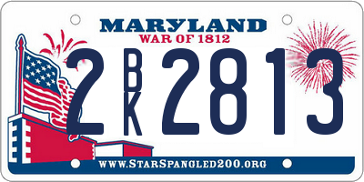 MD license plate 2BK2813