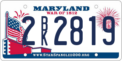 MD license plate 2BK2819