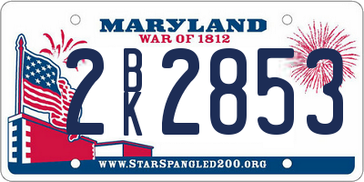 MD license plate 2BK2853
