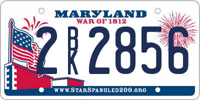 MD license plate 2BK2856