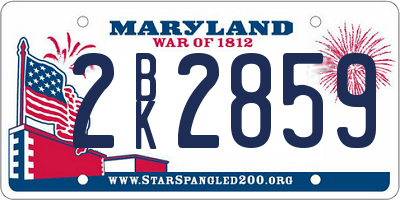 MD license plate 2BK2859