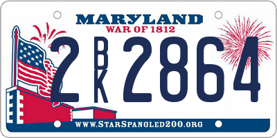 MD license plate 2BK2864