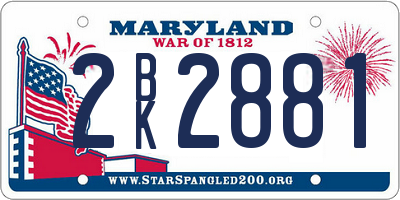 MD license plate 2BK2881