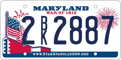 MD license plate 2BK2887