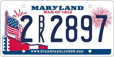 MD license plate 2BK2897