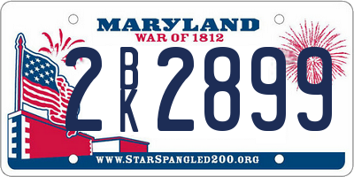 MD license plate 2BK2899