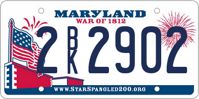 MD license plate 2BK2902