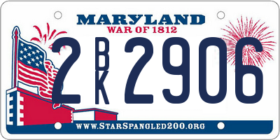 MD license plate 2BK2906