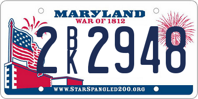 MD license plate 2BK2948