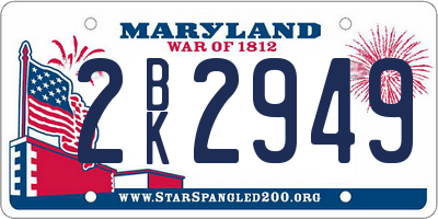 MD license plate 2BK2949