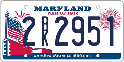 MD license plate 2BK2951