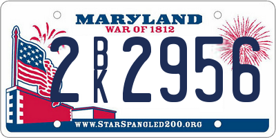 MD license plate 2BK2956