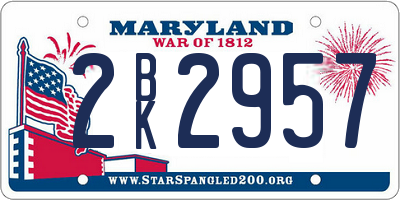 MD license plate 2BK2957
